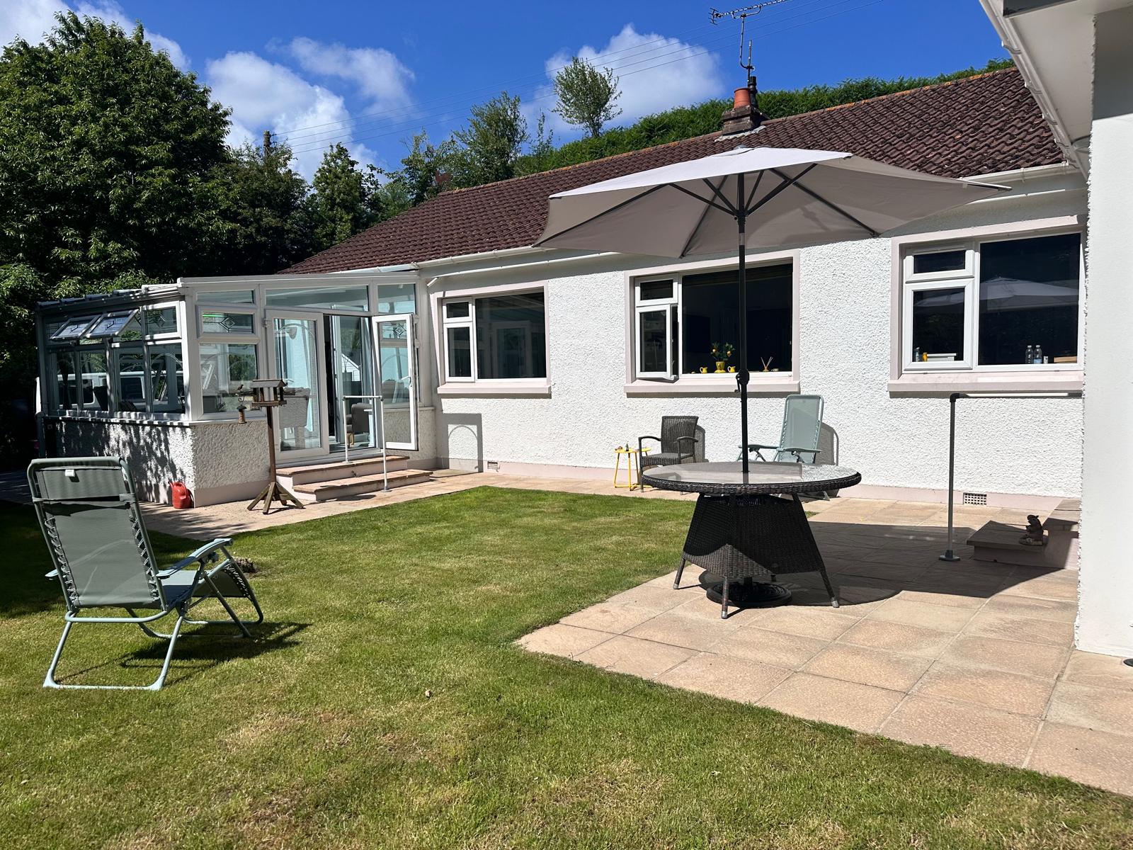 Sun terrace and garden at the rear of the cottage